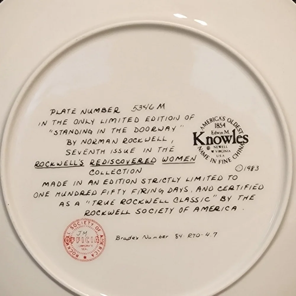Standing in the Doorway - Norman Rockwell Collectors' Plate VTG